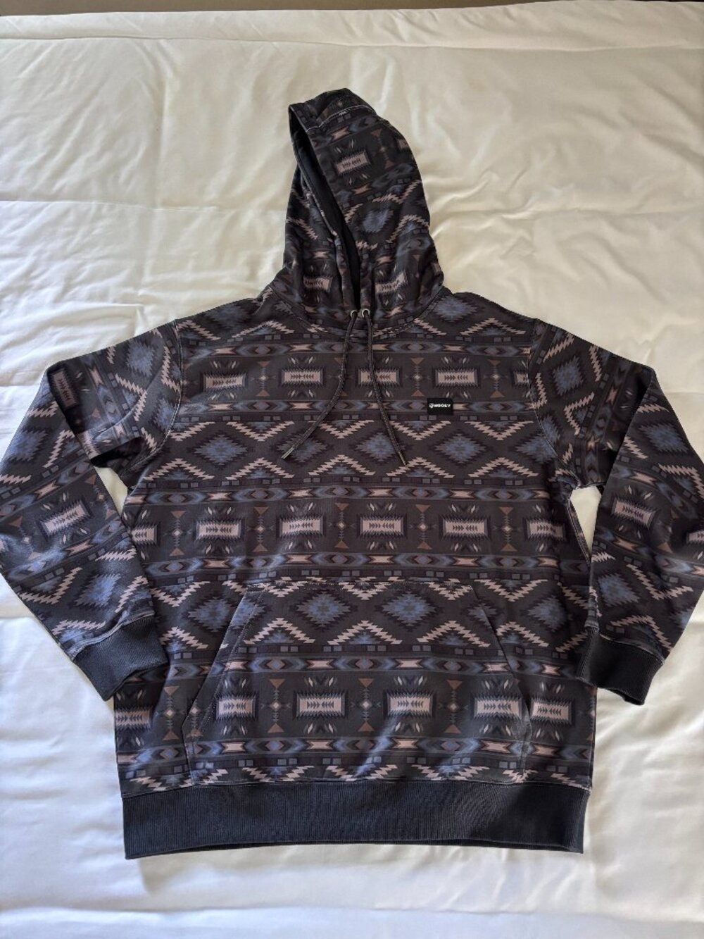 HOOEY Men's "Legendary Hoody" Black w/ Multi-Color Aztec polar fleece hoodie